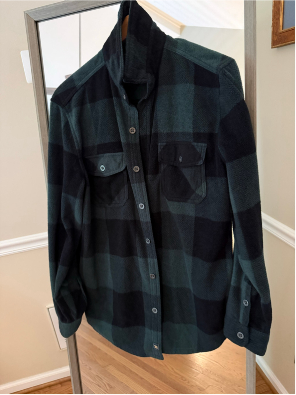 Men's Freedom Foundry Plaid Fleece Shirt Medium Green Black - Picture 2 of 5